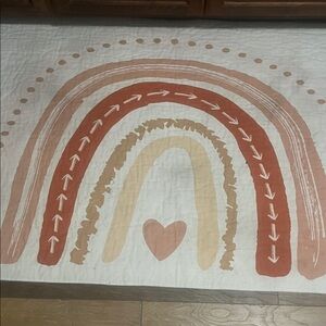 Rainbow Patterned Rug with Heart Design